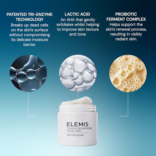 ELEMIS Dynamic Resurfacing Facial Pads, Gentle Textured Treatment, 60 Count