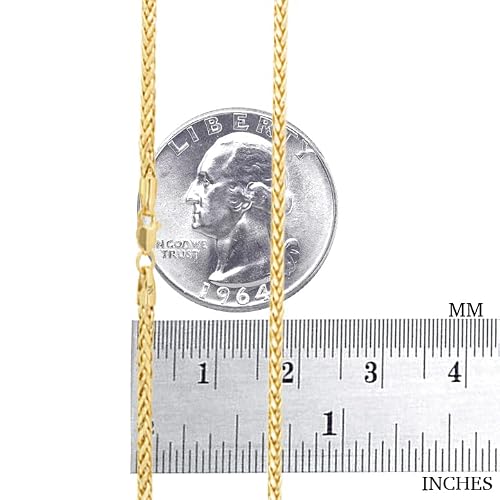 Nuragold 14k Real Yellow Gold 2.5mm Palm Wheat Spiga Round Chain Necklace - 20"