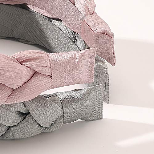 Ivyu Headbands Women Hair Head Hands Braided Head Band Twist Hairbands for Girls Black Pink Gray White Hair Band