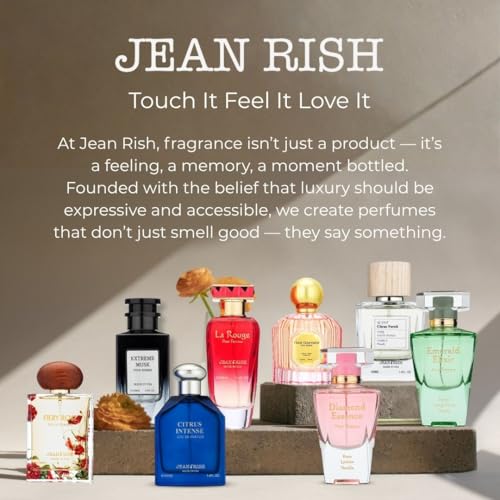 Jean Rish Amber Wood Perfume for Men Eau De Toilette, Long-Lasting Luxury Fragrance, Made In USA - Sandalwood, Amber, Vanilla Scent - 100ml / 3.4 oz