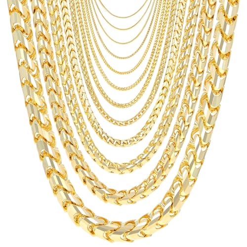 Nuragold 14K Real Yellow Gold Franco Solid Diamond Cut Chain Necklace - 2.5mm,24"