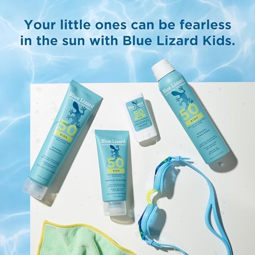 Blue Lizard Kids Mineral SPF 50 Sunscreen Stick, Zinc Oxide, 100% Mineral Actives, Developed for Kids’ Sensitive Skin, TSA-Friendly, Vegan, Paraben-free, Fragrance-Free, 0.5 oz
