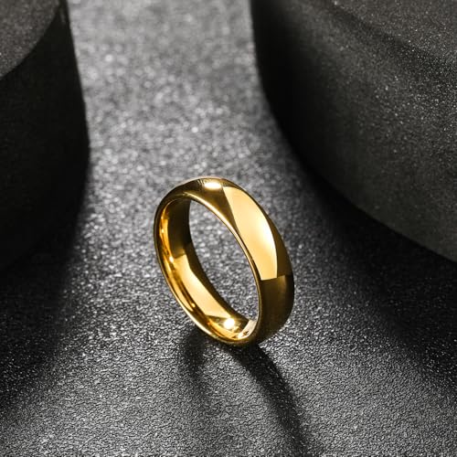King Will Men Tungsten Rings 24K Gold Plated 6mm Size 9