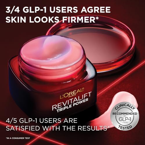 L'Oreal Paris Revitalift Triple Power Anti-Aging Face Moisturizer, Pro Retinol, Hyaluronic Acid & Vitamin C to Reduce Wrinkles, Firm & Brighten Skin, 1.7 Oz