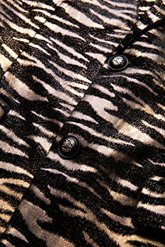 THWEI Mens Blazer Leopard Print Tuxedo Luxury Notched Lapel Slim Fit Stylish Sport Coats Jacket