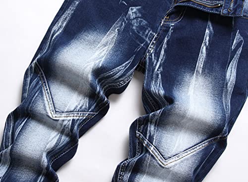 JUNBAOSS Men's Slim Fit Stretch Jeans Ripped Skinny Jeans for Men, Distressed Straight Leg Fashion Comfort Flex Waist Pants