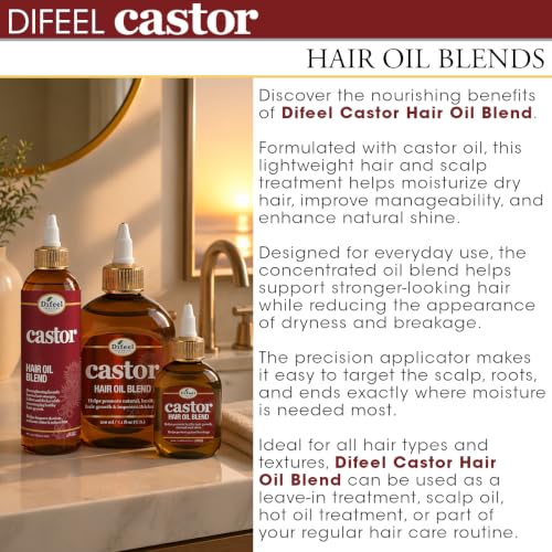 Difeel Castor Hair Oil Blend 7.1 oz. - Natural Castor Oil for Hair Growth