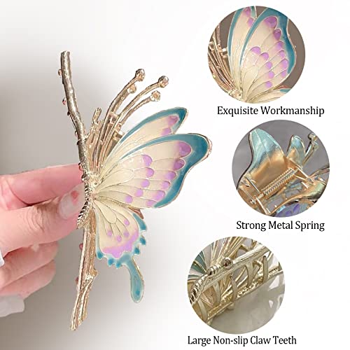 6 Pcs Hair Claw Clips for Women 4.3 Inch Large Strong Butterfly Flower Claw