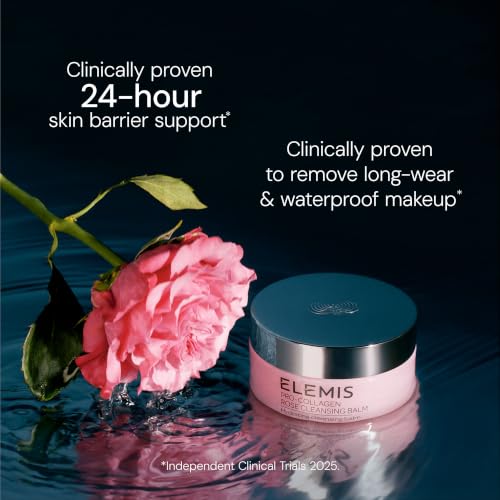 ELEMIS Pro-Collagen Rose Cleansing Balm - 3-in-1 Daily Face Cleanser - Melts Away Waterproof Makeup and Sunscreen - Rose and Elderberry Oil - 100