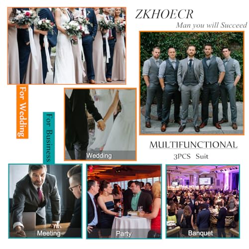 Mens Formal Suits Slim Fit Royal Blue Suit Jacket Vest Pants 3 Piece Set Solid Shawl Lapel Tuxedo Suits for Men Wedding Homecoming Prom Suit XL