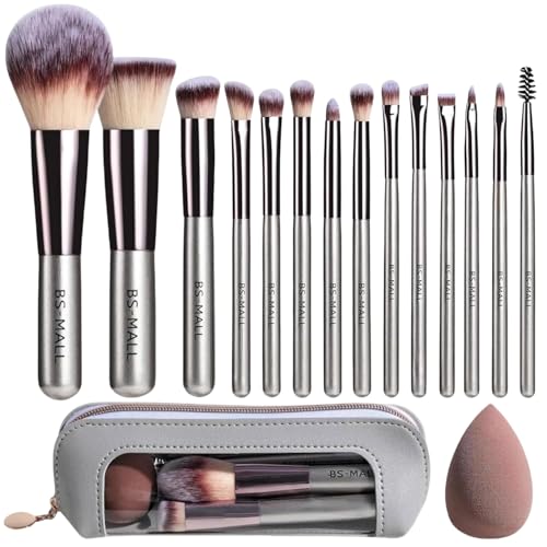 Travel Makeup Brush Set with Case & Sponge for Foundation Powder Blush 14