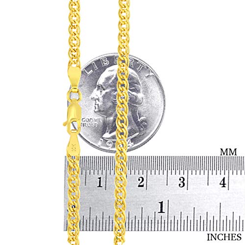 Nuragold 10k Real Yellow Gold Double Cuban Link 3.5mm Curb Chain Necklace - 20"