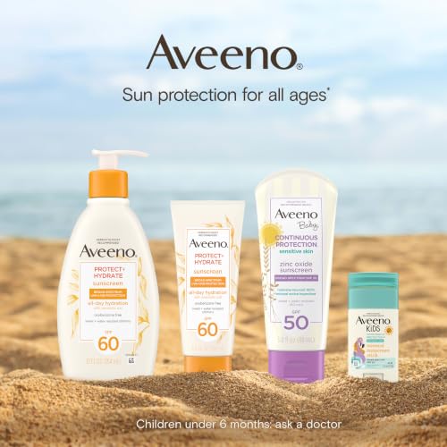 Aveeno Baby Continuous Protection Mineral Sunscreen Stick for Sensitive Skin with Broad Spectrum SPF 50 Protection for Face & Body, Naturally Sourced 100% Zinc Oxide, Travel Size, 0.47 oz