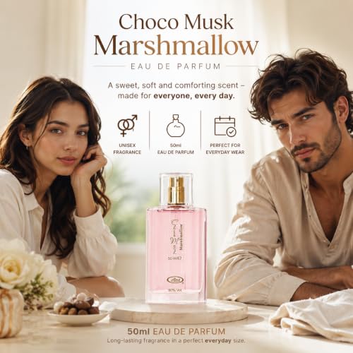 Al-Rehab Choco Musk Marshmallow Eau de Parfum for Women - 50ml (1.65 oz) | Gourmand Perfume with Marshmallow | Sweet, Fluffy & Addictive | Long-Lasting Arabian Dessert Scent