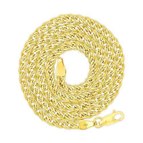 Nuragold 10k Real Yellow Gold Double Cuban Link 3.5mm Curb Chain Necklace - 20"