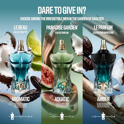 Jean Paul Gaultier Le Beau Eau de Toilette for Men - Long Lasting Addictive Aromatic Woody Men's Cologne with Bergamot, Coconut Wood & Tonka Bean - Designer Fragrance Spray, 4.2 oz