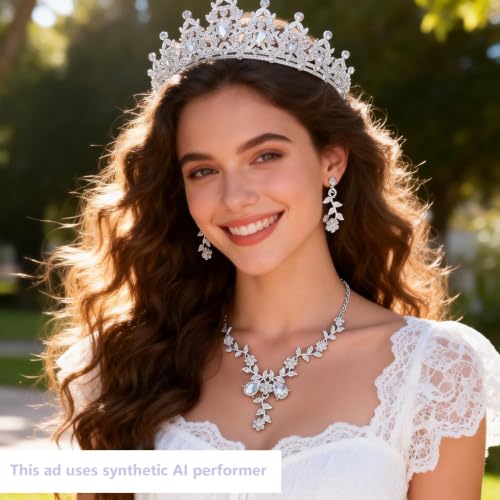 Kamirola Silver Tiaras and Crowns for Women,Tiaras Earrings Necklace
