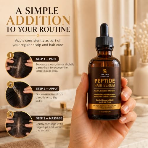 Peptide Hair Serum for Hair Growth, Frizz Control & Hair Styling, 2 fl oz