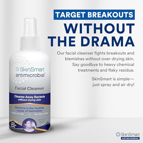 SkinSmart Antimicrobial Facial Cleanser for Breakouts and Blemishes, 8 oz