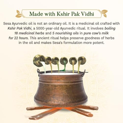 sesa Ayurvedic Hair Oil With Bhringraj & 17 Rare Herbs With Coconut Oil and 4 Nourishing Oil For Hair Growth Help Control Hair Fall & Easy Hair Oil Applicator For Women and Men, 3.38 Fl Oz or 100 ml