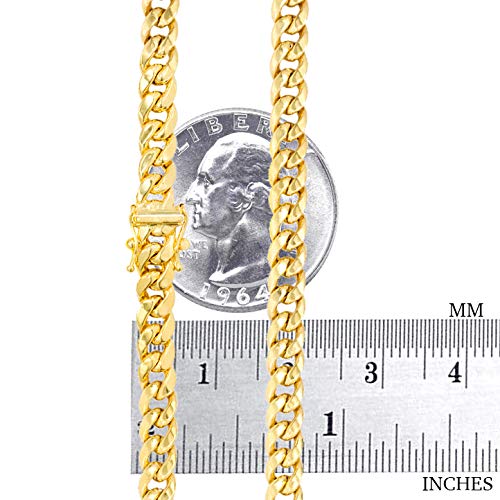 Nuragold 10k Real Yellow Gold Miami Cuban Link 5mm Chain Italian Necklace - 20"
