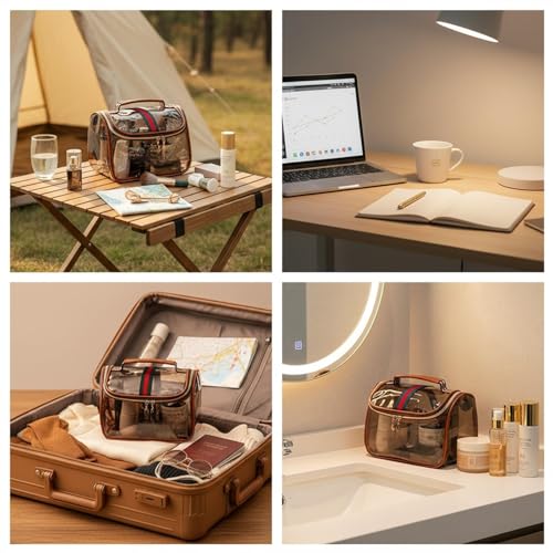 ANIS · KEBBR Retro Cosmetic Bag Large-Capacity Waterproof Transparent Zipper Cosmetic Bag - Luxury Women's Cosmetics Storage Bag Ladies Travel Storage Bag