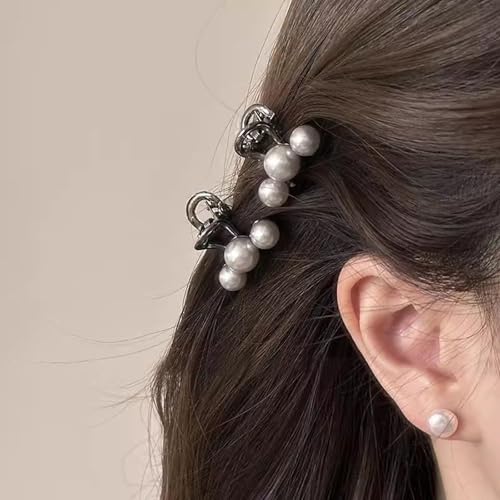 Small Hair Clips for Women,Cute Mini Pearl Claw Clips, Cherry Claw Clip for Half Up Bun Short Hair Pins, Metal Springs Hair Accessories Barrettes Birthday Christmas Gift for Daughter Girl(4 Pcs)