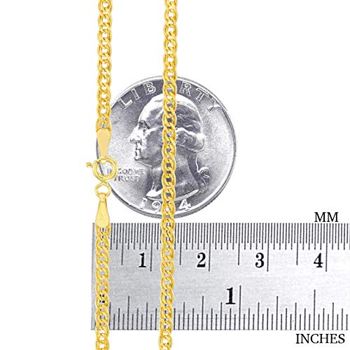 Nuragold 10k Real Yellow Gold Double Cuban Link 3mm Curb Chain Necklace - 18"