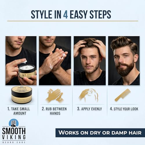 Smooth Viking - Hydrating Fiber Cream for Men, Medium Hair Hold - 2oz