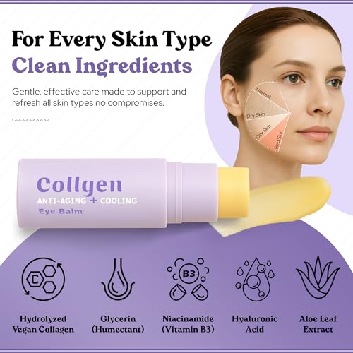 Bella Bliss Collagen Eye Balm Stick for Dark Circles, Puffiness & Wrinkles – Cooling Under Eye Cream with Collagen, Anti-Aging & Hydrating Formula – Made in Korea - 0.35 oz / 10 g - Pack of 1