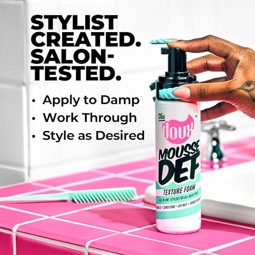 The Doux Multi-Use Mousse for Curly Hair – The Doux Mousse Def Texture Foam for Styling, Curl Definition, Volume & Shine – Curl Cream Alternative for Textured Hair & Natural Hair Styles
