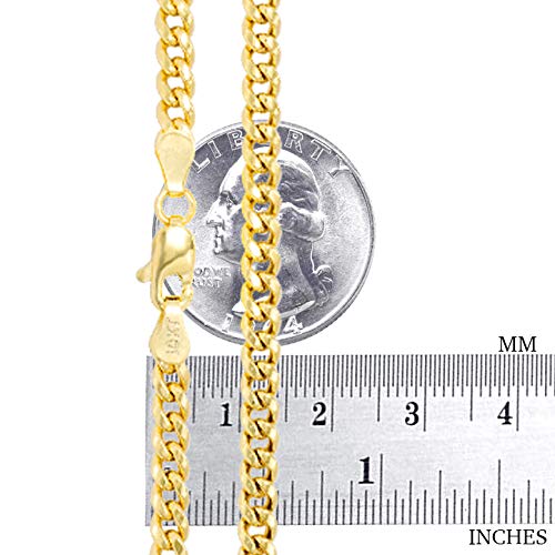 Nuragold 10k Real Yellow Gold Miami Cuban Link 3.5mm Solid Chain Necklace - 20"