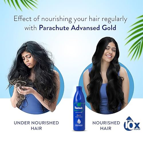 Parachute Advansed Gold Coconut Hair Oil with Vitamin E| Pure Coconut Oil| For Long, Strong & Nourished Hair| Indian Hair Oil | 13.5 Fl.oz.