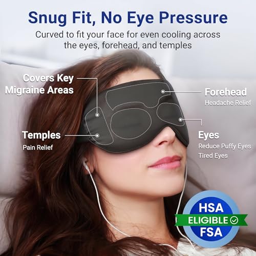 Cooling Eye Mask for Dark Circles Puffiness - Fsa Eligible Items Hsa, Cold Compress for Puffy Eyes Migraines Headache Sleeping After Surgery, Gentle Weighted Travel Essentials Gel Ice Pack (Black)