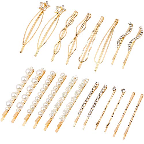 20 Pcs Elegant Hair Barrettes Golden Metal Hair Clip Pearl Hair Pins