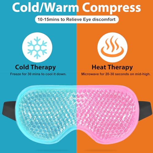 BeeVines Gel Eye Mask, Cooling Ice Masks for Puffy Eyes (2 Pack)