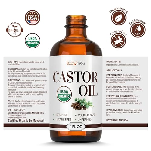 BodyJ4You Castor Oil for Eyelashes - Eyelash Growth Serum Brow Treatment