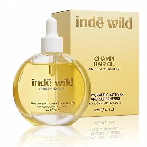 Indē wild Champi Hair Oil, Miracle Oiling Treatment, 16+ Ayurvedic Actives, Targets Dandruff, Strengthens Roots, 1.7 fl oz