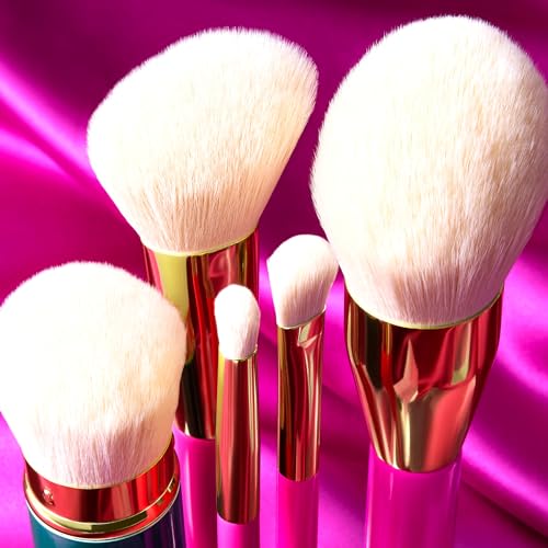 LAURA GELLER 5PC Full Face Professional Vegan Makeup Brush Gift Set | Apply Foundation, Blush, Bronzer, Eyeshadow & More | AMAZON EXCLUSIVE |