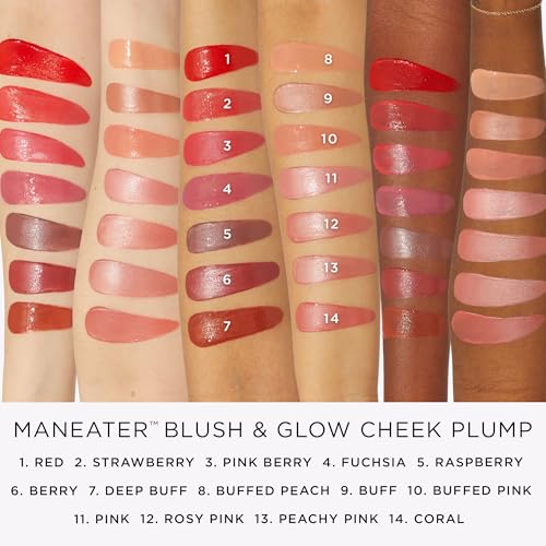 tarte maneater blush & glow cheek plump – Lightweight Cheek Tint & Illuminator with Coconut Water & Hyaluronic Acid for Hydrated, Radiant Finish,Vegan & Cruelty-Free, full size, fuchsia