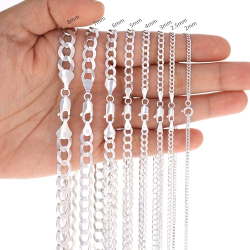 Nuragold 10K Real White Gold Cuban Curb Solid Italian Link Chain Necklace - 30",7mm