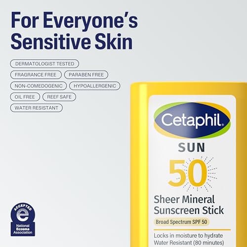 Cetaphil Sheer Mineral Sunscreen Stick, Face & Body, SPF 50, 0.5oz