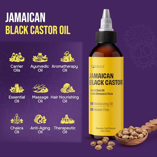 4oz Organic Cold Pressed Jamaican Black Castor Oil for Hair Growth and Damaged, Dry Scalp - Unscented, Hexane-Free