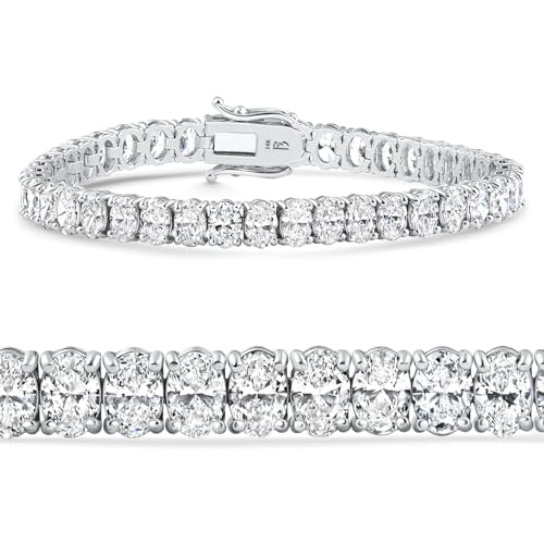 P3 POMPEII3 Pompeii 7-21Ct TW Oval Diamond Tennis Bracelet 14k Gold 7" Lab Grown (F/G,VS1-VS2)