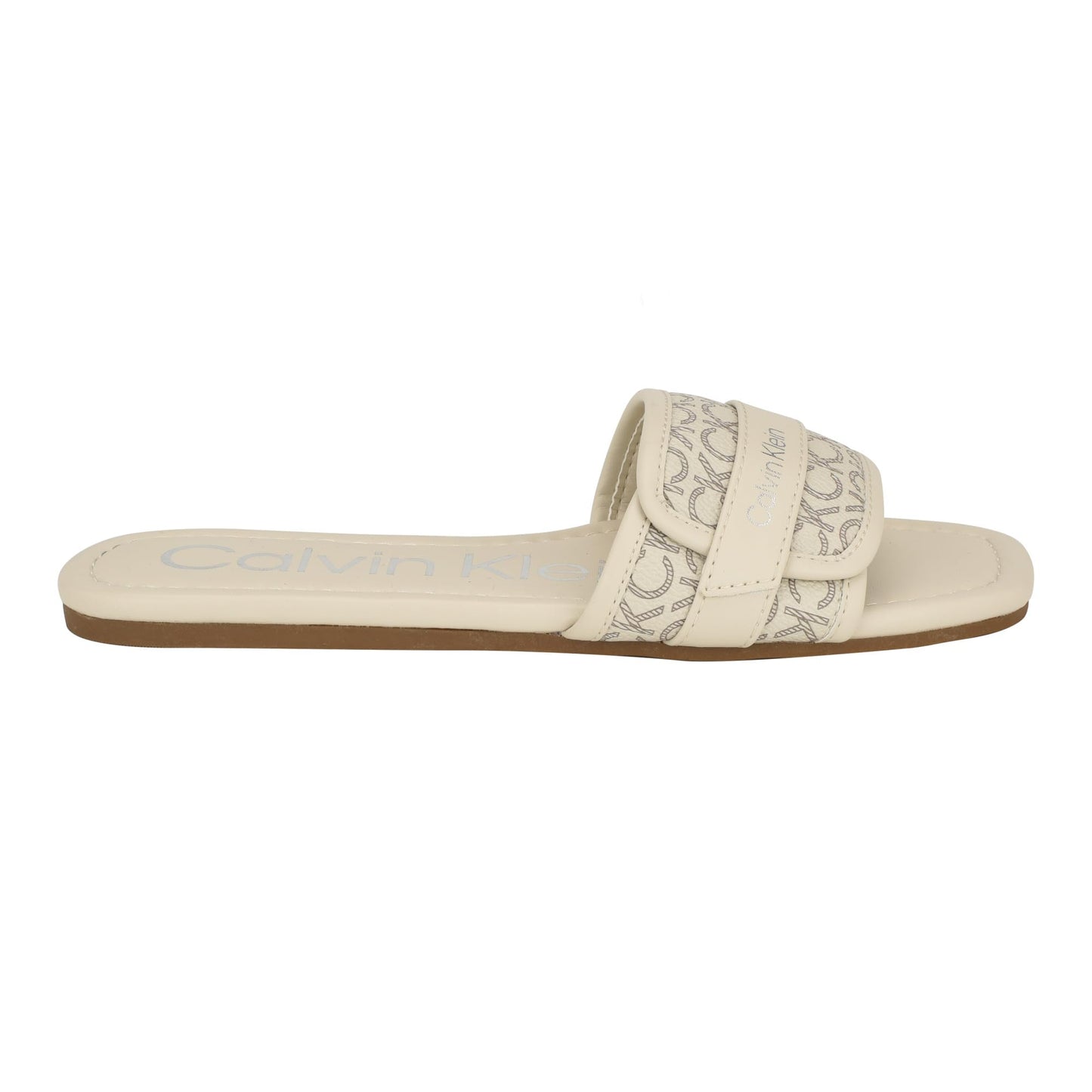Calvin Klein Women's Bonica Sandal, Ivory Logo 150, 7