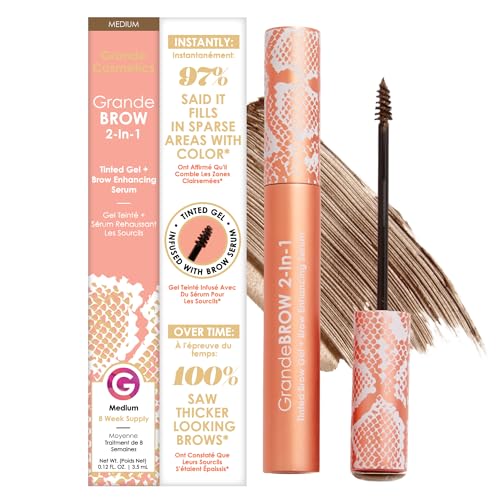 Grande Cosmetics GrandeBROW 2-in-1 Tinted Brow Gel & Serum, Medium