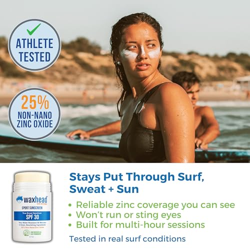 Waxhead Reef Safe Zinc Oxide Sunscreen Stick SPF 30, Face, Kids, Big 3.7oz