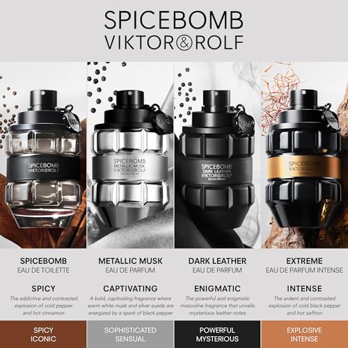 Viktor&Rolf - Spicebomb Metallic Musk - Eau de Parfum - Cologne for Men - Ambery Fragrance - With Warm Musk, Silver Suede & Black Pepper - 3 Fl Oz
