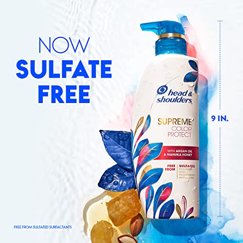 Head & Shoulders Anti-Dandruff Shampoo and Conditioner Set, Supreme Color Protect, 1% Pyrithione Zinc, Sulfate-Free, Argan Oil and Manuka Honey, 11.8 fl oz & 9.4 fl oz