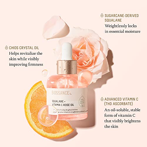 BIOSSANCE Squalane + Vitamin C Rose Advanced Facial Oil - Hydrating - 1oz